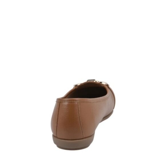 NWT Aerosoles Wide Width Comfortable Womens Buckle Ballet Shoes Flat Cognac Brwn - Picture 5 of 6